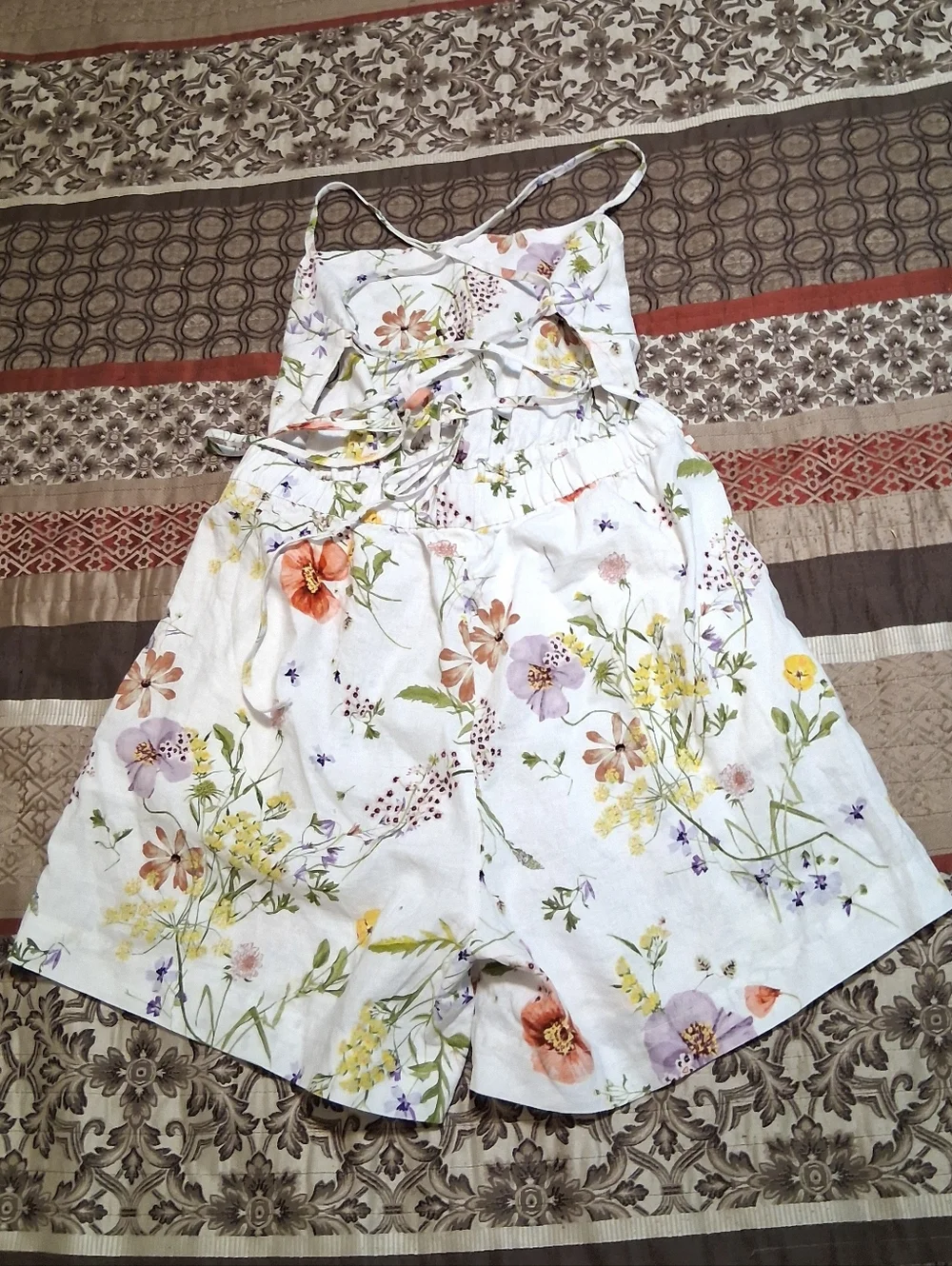 H&M Wildflower Meadow Collection Floral Linen/Organic Cotton‎ Blend Romper SzM